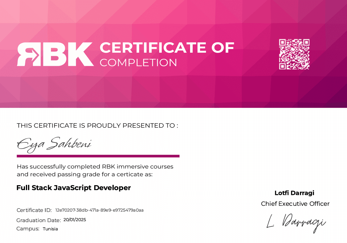 Full Stack JavaScript Developer Certificate